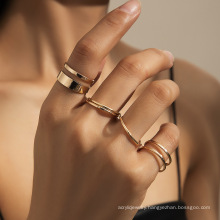 Simple ins tide cold wind hollow ring combination ring, hip-hop personality metal glossy open ring